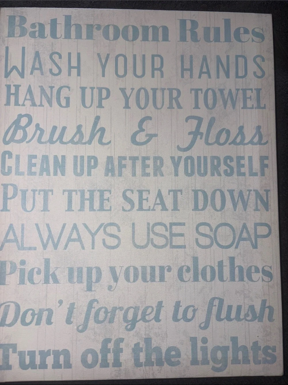 Kohl's Light Blue 'Bathroom Rules' Wall Sign